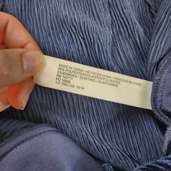 Eloquii Womens Velvet Crinkle Wide Leg Pants Plus Size 18 Blue High Rise Whimsy - Picture 7 of 12